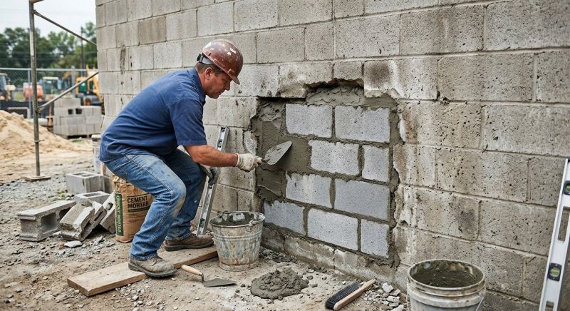 Cinder Block Wall Repair in Milford, IN