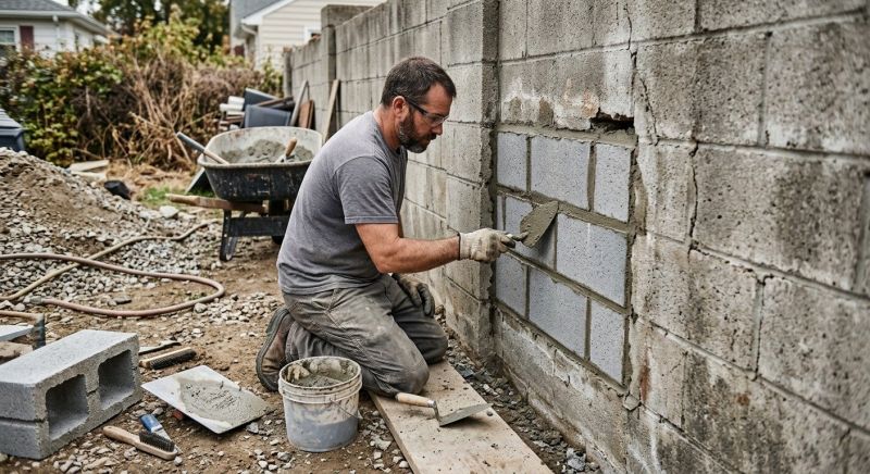 Cinder Block Wall Repair in Winona Lake, IN