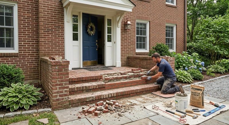 Entryway Brick Repair in Warsaw, IN